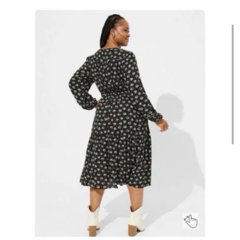 TORRID Black Floral Long Sleeve Midi Dress - Picture 3 of 7